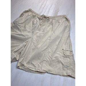 Erika Woman Beige Cotton Cargo Shorts Plus Size 2X Boho Minimalist Classic